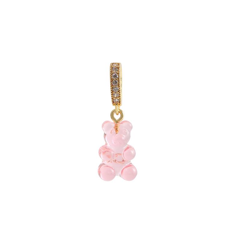 European & American Heart-Shaped Gold-Plated Colorful Gummy Bear Pendant Necklace for Men & Women: Korean Hot Style