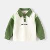 Children's Fashion Sweatshirt 2026 Spring Children's Clothing Boys' Lapel Embroidered Letter Jacket Korean Version Baby Patched Sleeve Sweatshirt