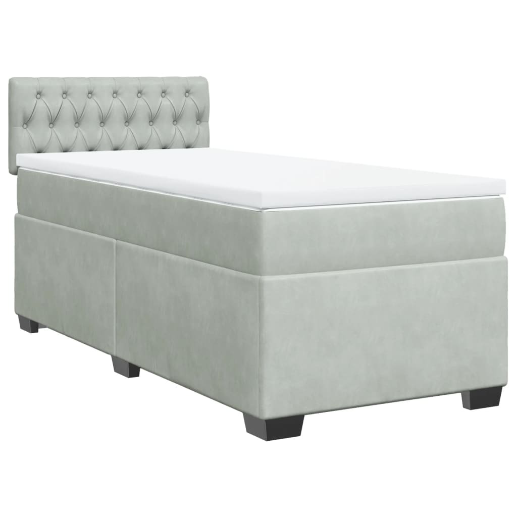 Vidaxl Letto Continentale Con Materasso, Grigio Chiaro, Velluto, 90X190 Cm