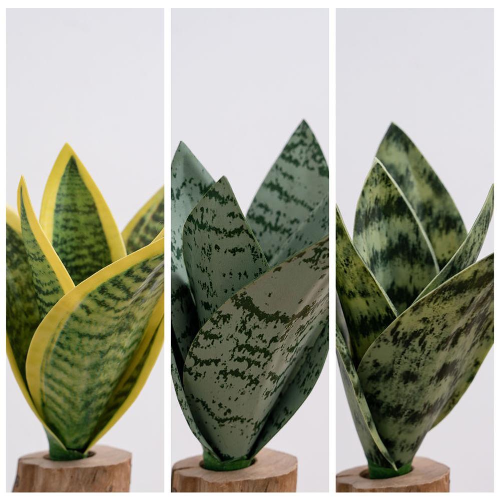 19cm Height Artificial Plant Low-Maintenance Greenery PVC Snake Plant