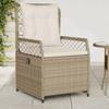 VidaXL Garden Reclining Chairs Set of 2 Beige Wicker, Reclining Garden Chair, Recliner Chair of 368665