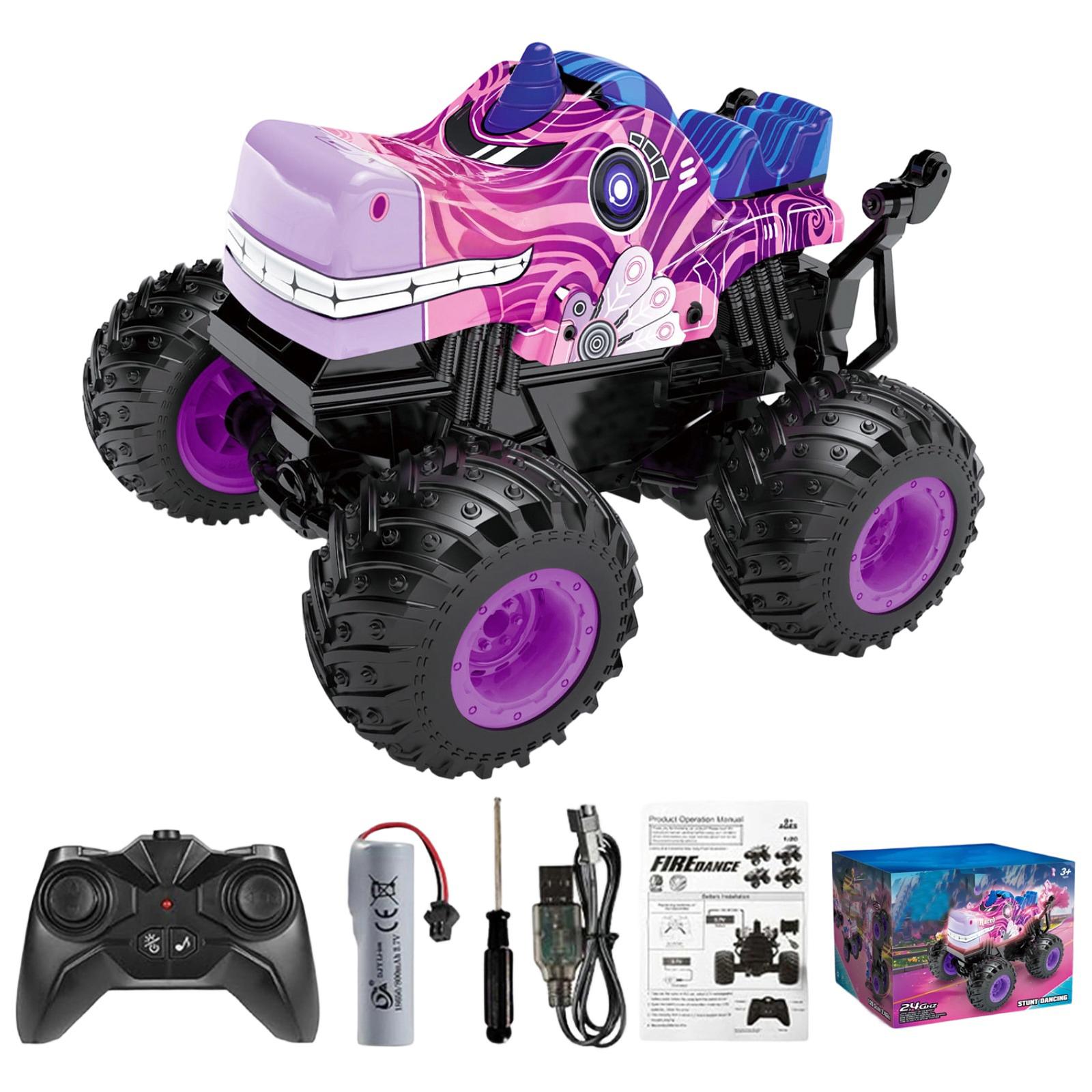 New Music And Lighting Remote Control Stunt Car, 360 Degree Rotation, Dinosaur Head, Children s Toy Car