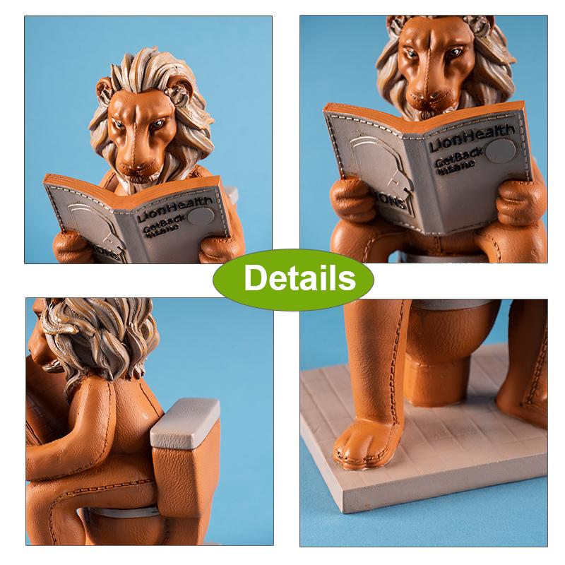 Lion Reading Statue Scholar Animal Sculpture Book Lover Gift Library Decor Unique Desk Ornament Wisdom Bookworm Art Present