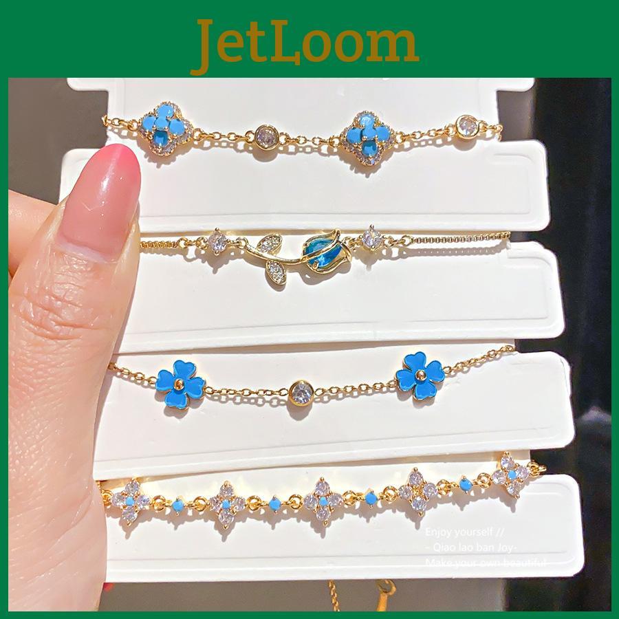 Stainless Steel Flower Hand Chain With Zircon Stones For Fashionable Women Summer Wear