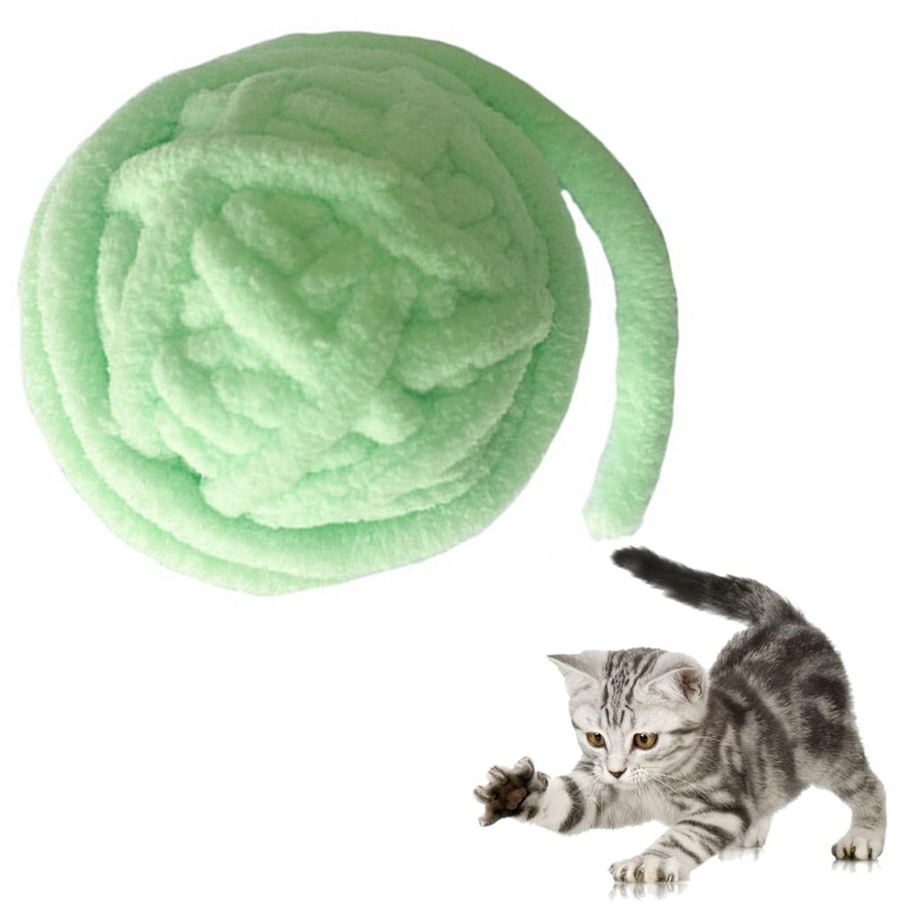Cat Yarn Ball Toy Fun Interactive Bite Resistance Woolen Yarn Cat Ball Toy with Bell for Cats Kittens Puppies Green