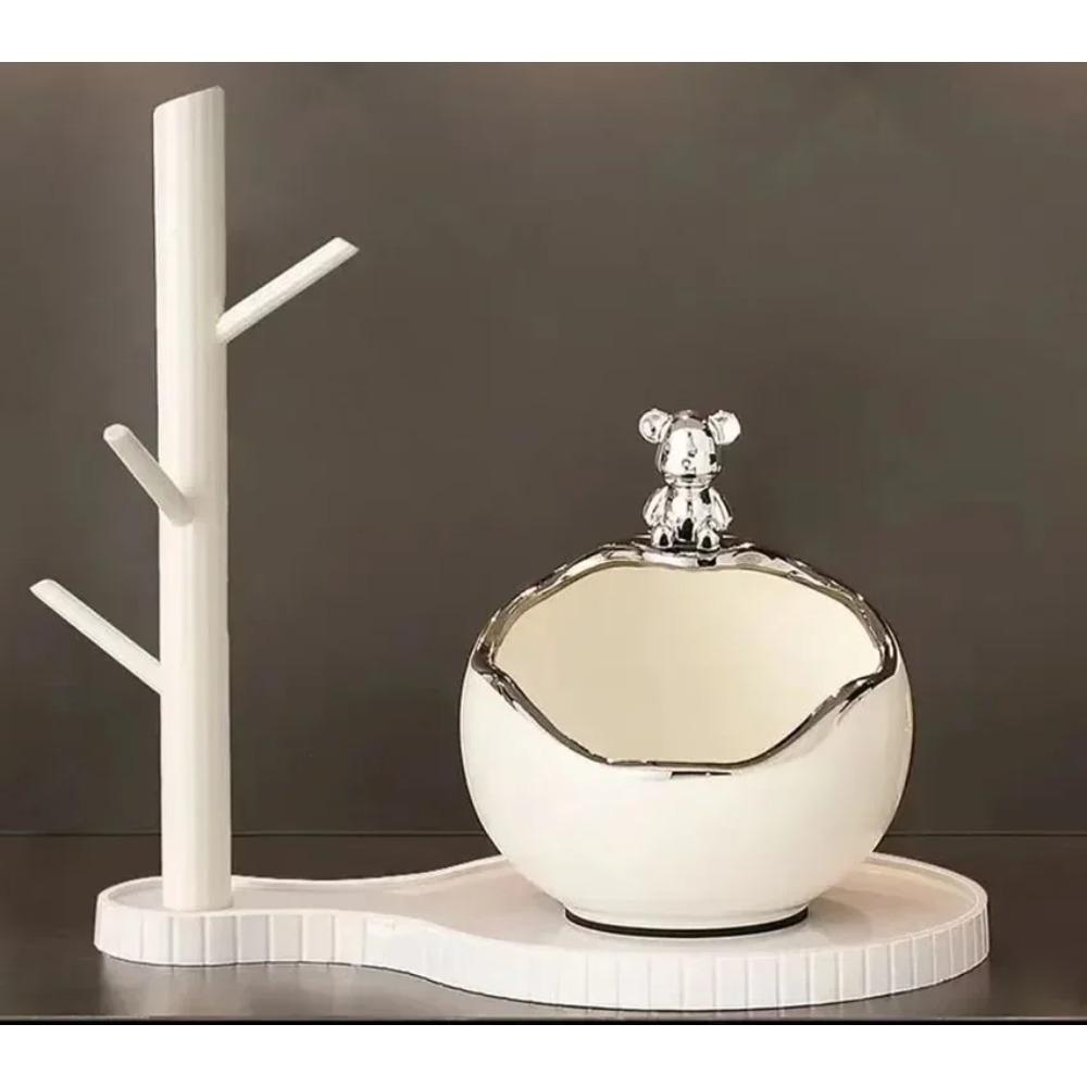 

Керамический поднос для медведя, статуэтка, держатель для ключей, конфетница, ювелирные изделия, серьги, подходит для домашнего декора, современного стола, офиса