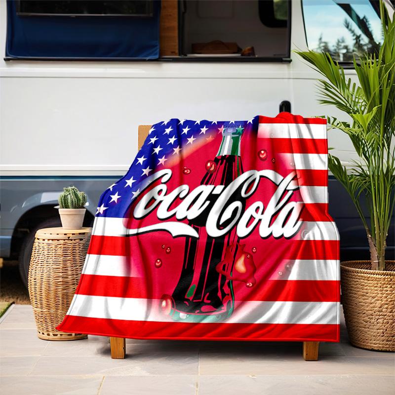 Christmas Gift Halloween Themed Cola Beverage Coca Cola Blanket Soft Home Furnishing Nap Decoration Four Seasons Warm Sherpa Blanket U18