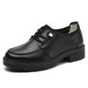 New Autumn and Winter Mid-heel Genuine Leather Casual Lazy Leather Shoes Black Thick-heeled Work Shoes Versatile Thick-soled Women's Shoes
