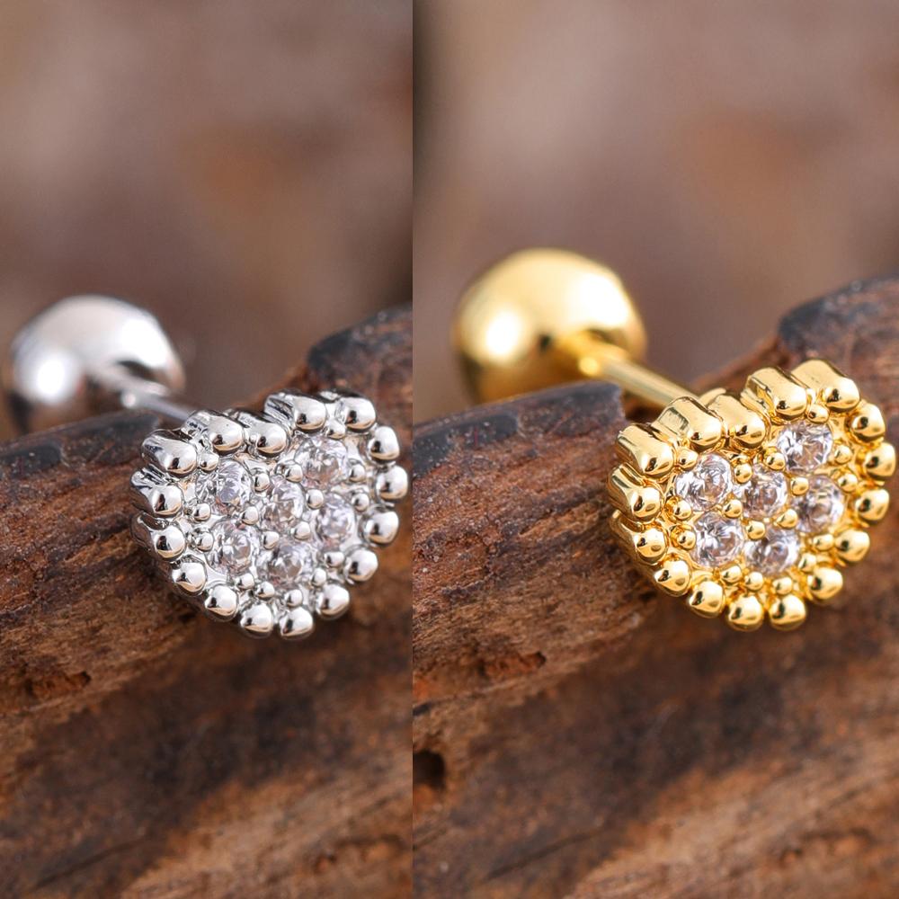 10Pcs/Set 20G Gold Cartilage Earring CZ Tragus Earring Bear Spider Design Helix Stud Rings Conch Ear 316L Steel Piercing Jewelry