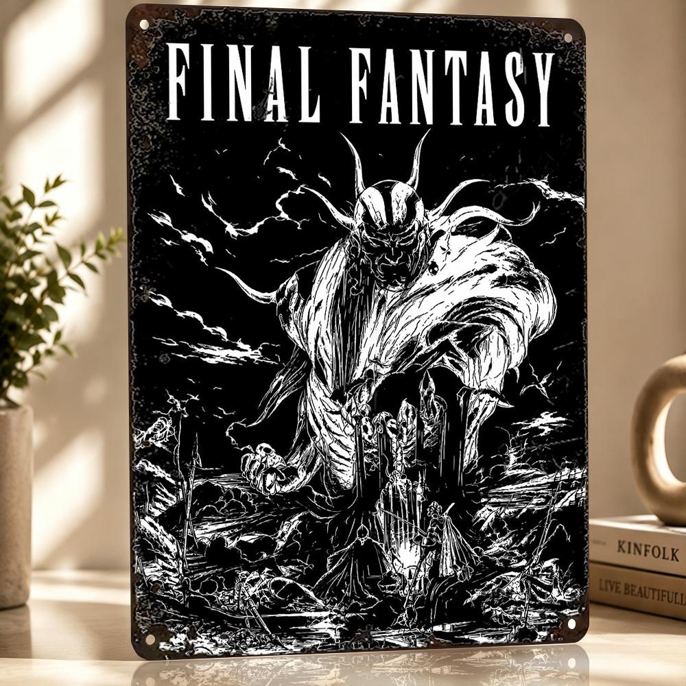 Final Fantasy Dark Fantasy Art D Printed Texture Poster Personalized Wall Art Retro Metal Tin Signs for Room Ornaments Decor
