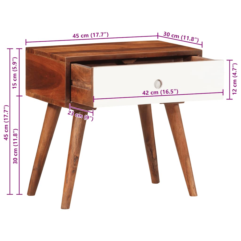 Side Table 45 X 30 X 45 Cm Solid Acacia Wood