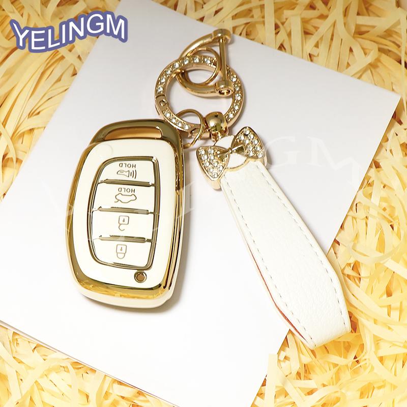 4 Button Car Key Case Cover For Hyundai Avante Sonata Santa Fe Tucson Elantra Azera Creta