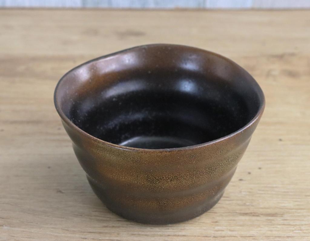 Mino Ware Japanese Cafe Series New Honoka Small Bowls, Large, Black Blown, Set of 6 (Size: H5.3 x W9.3 x D9.3cm)