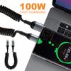 100/66W USB Type C Spring Telescopic Quick Charger Wire 6A Spring Short Data Cable Car Phone Charger USB Cable for iPhone 16 15