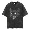 Animal Printed T Shirt Men Retro Washed 100% Cotton Tops Tees Harajuku Tshirt Streetwear Male Acid T-shirts Unisex