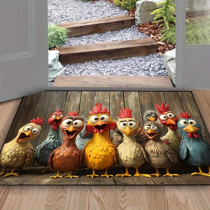 1Pcs Anti Fatigue Kitchen Rugs, Cartoon Chicken Print Waterproof Non-Slip Thick Cushioned Kitchen Mat Heavy Duty Comfort Standing Mat for Kitchen