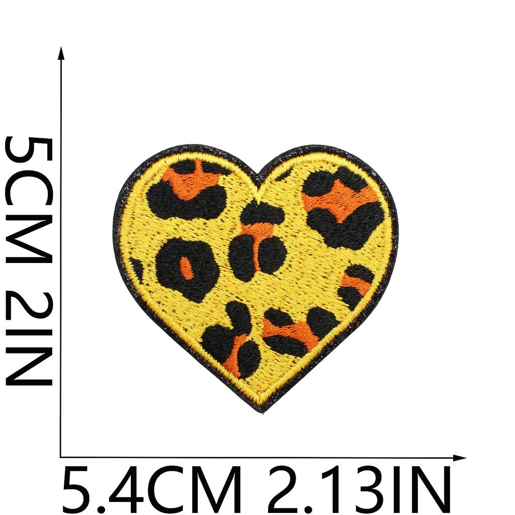 Leopard Print Embroidery Cloth Sticker Grit Leather Five-Pointed Star Patch Sticker Bag With Color Pattern Computer Embroidery Label
