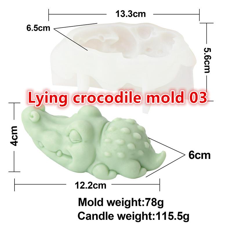 Cartoon Animal Statue Lying Elephant Cartoon Crocodile Silicone Mold DIY Candle Making Molds Plaster Ornaments Home Decor Gifts