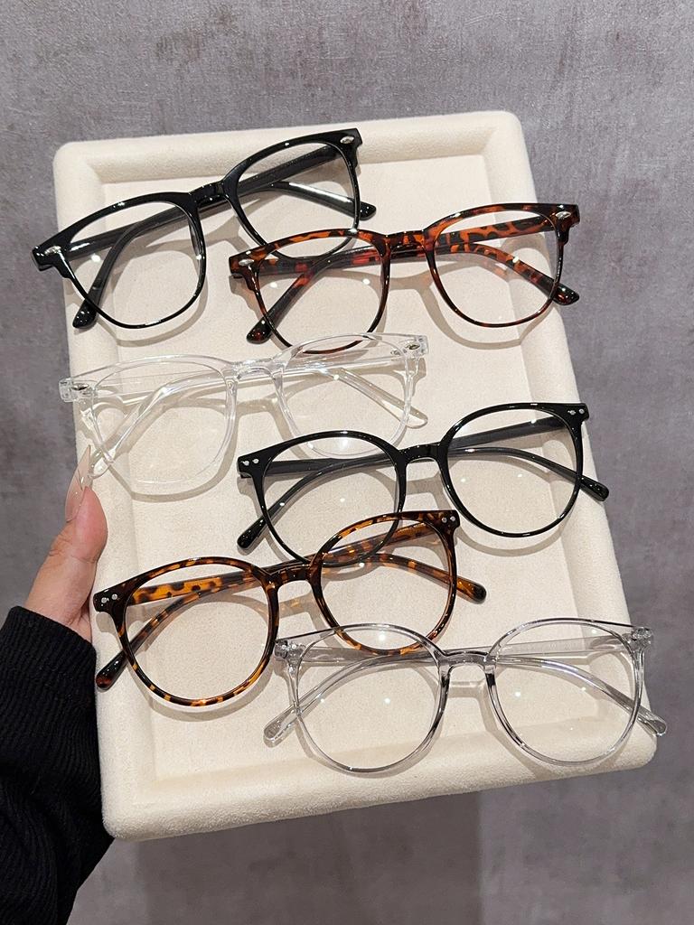 6Pcs Round Frame Glasses with Rice Nail Decoration Fashionable Glasses/Round Frame Glasses Suitable for Holiday Gifts