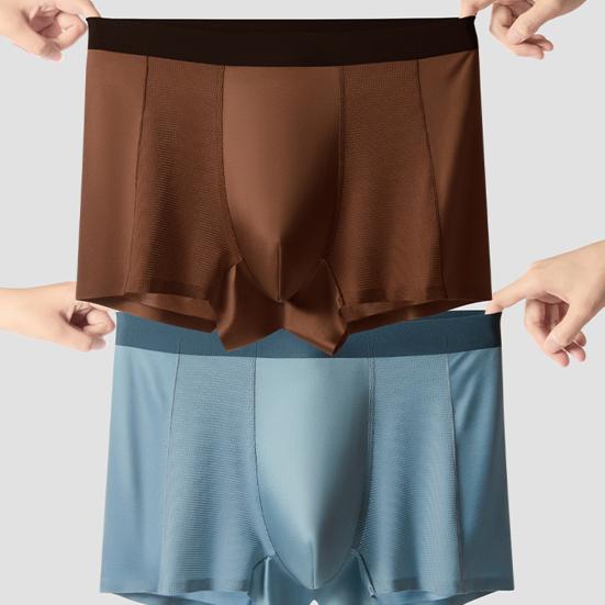 Men Boxer Underwear Mid-rise Tight Cut High Elasticity Shorts Briefs Breathable Holes Design U-Convex Smooth Panties