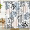 Set Of 4 Stylish Leaf Pattern Bathroom Decor, Shower Curtain, Bath Mat, U-Shaped Mat, Toilet Seat Cover, Machine Washable