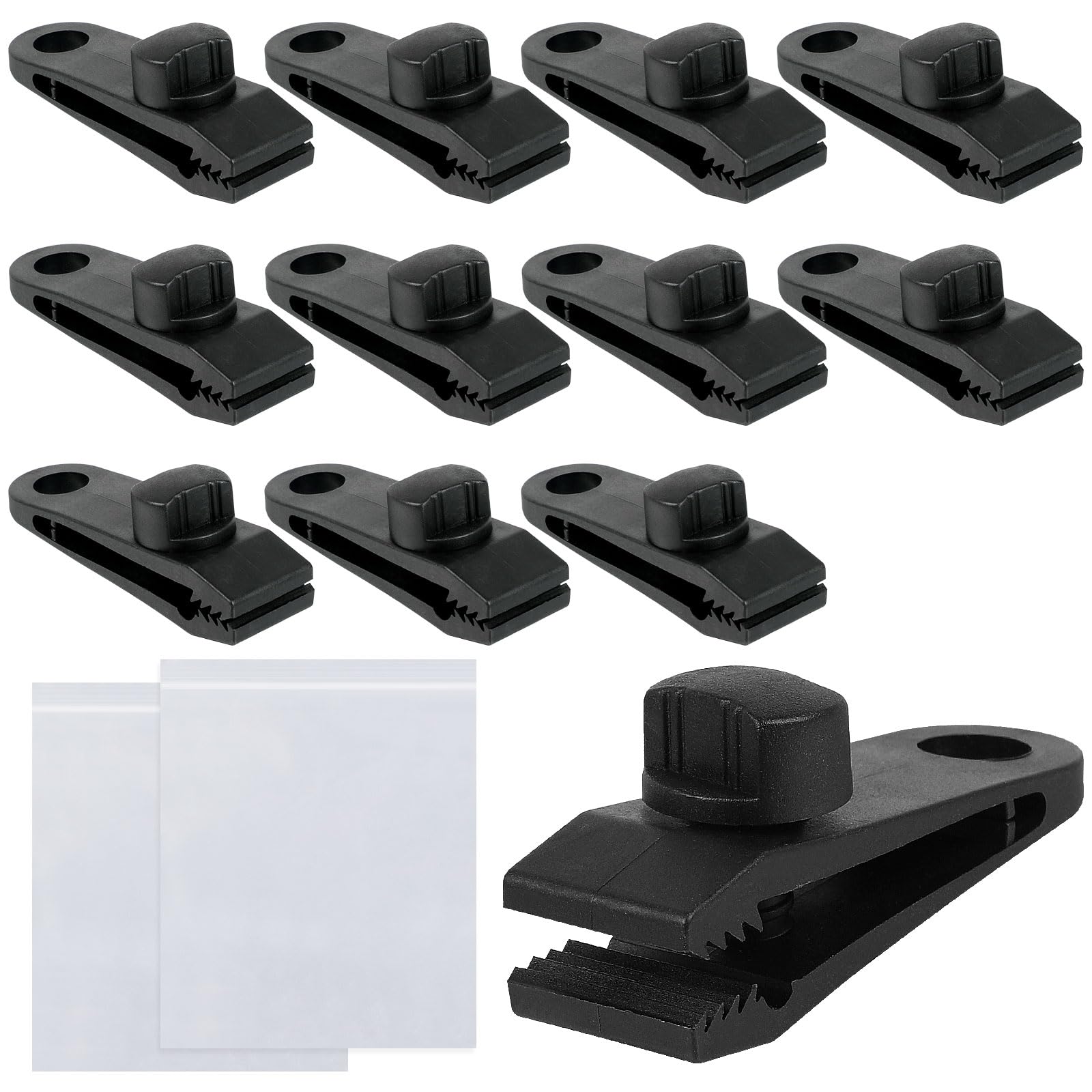 FINGOOO Tent Clip, Tarp Clip, Strong Fixation, 12 Pieces, Includes чёрный
