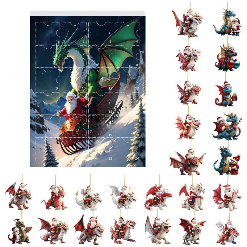 New Christmas Advent Countdown Blind Box: 24 Days of Christmas Tree Ornaments with Dinosaur Pendants