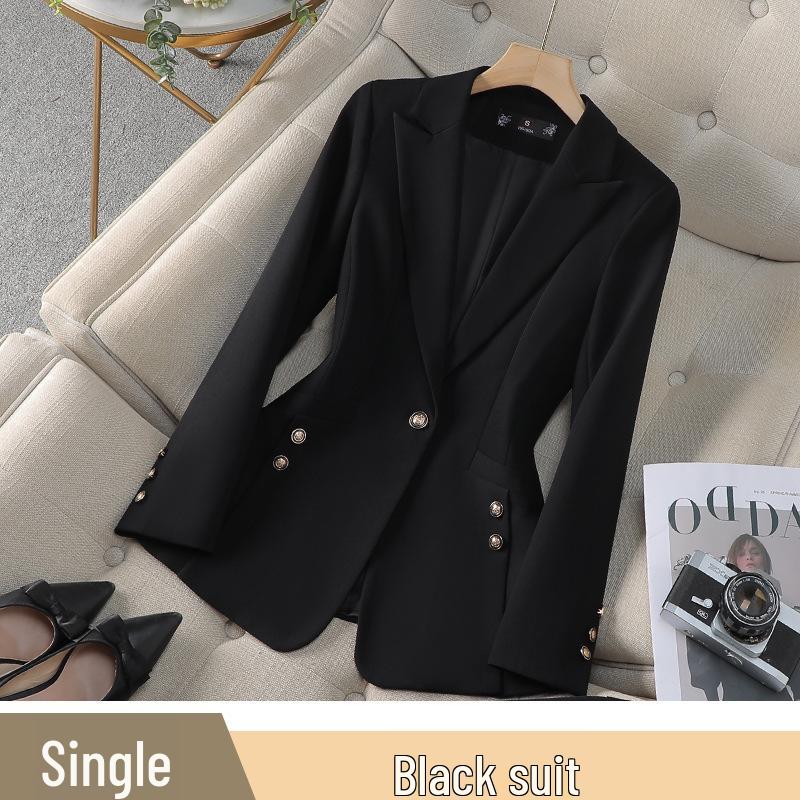 

Women s High-End Black Suit Set - Professional Spring/Autumn Jacket & Workwear for Hotel Front Desk. 3XL