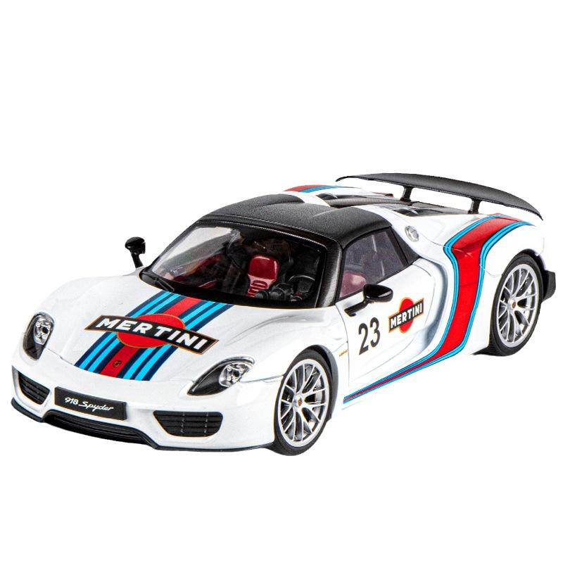 1/18 Porsche 918 Martini Lackiert Limitierte Edition Legierung Druckguss Modellauto Sammlung von Hobby-Ornamenten Ton & Licht Serie Geschenk