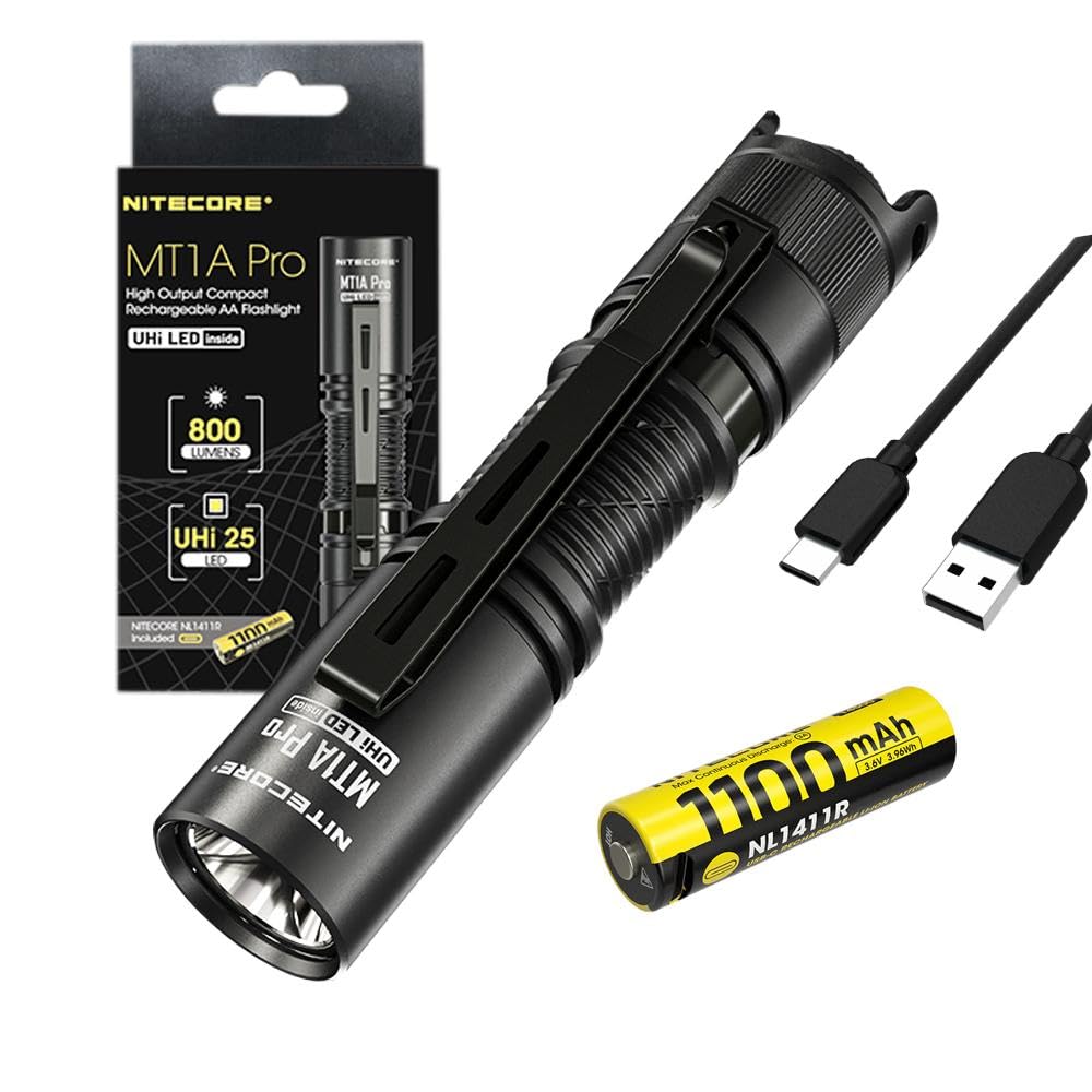 

Nitecore MT1A PRO Компактный перезаряжаемый AA фонарик 800 люмен Высокая мощность - чёрный