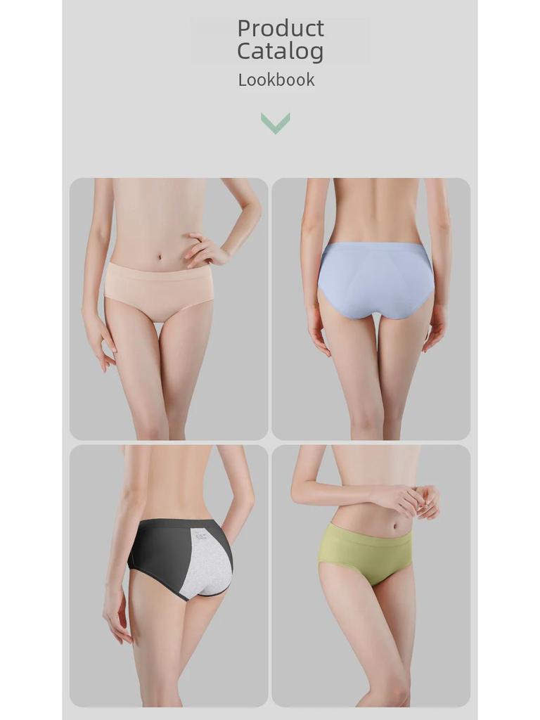 60-Pack Breathable Cotton Menstrual Briefs: Antibacterial, Leak-Proof Mid-Waist Women's Underwear