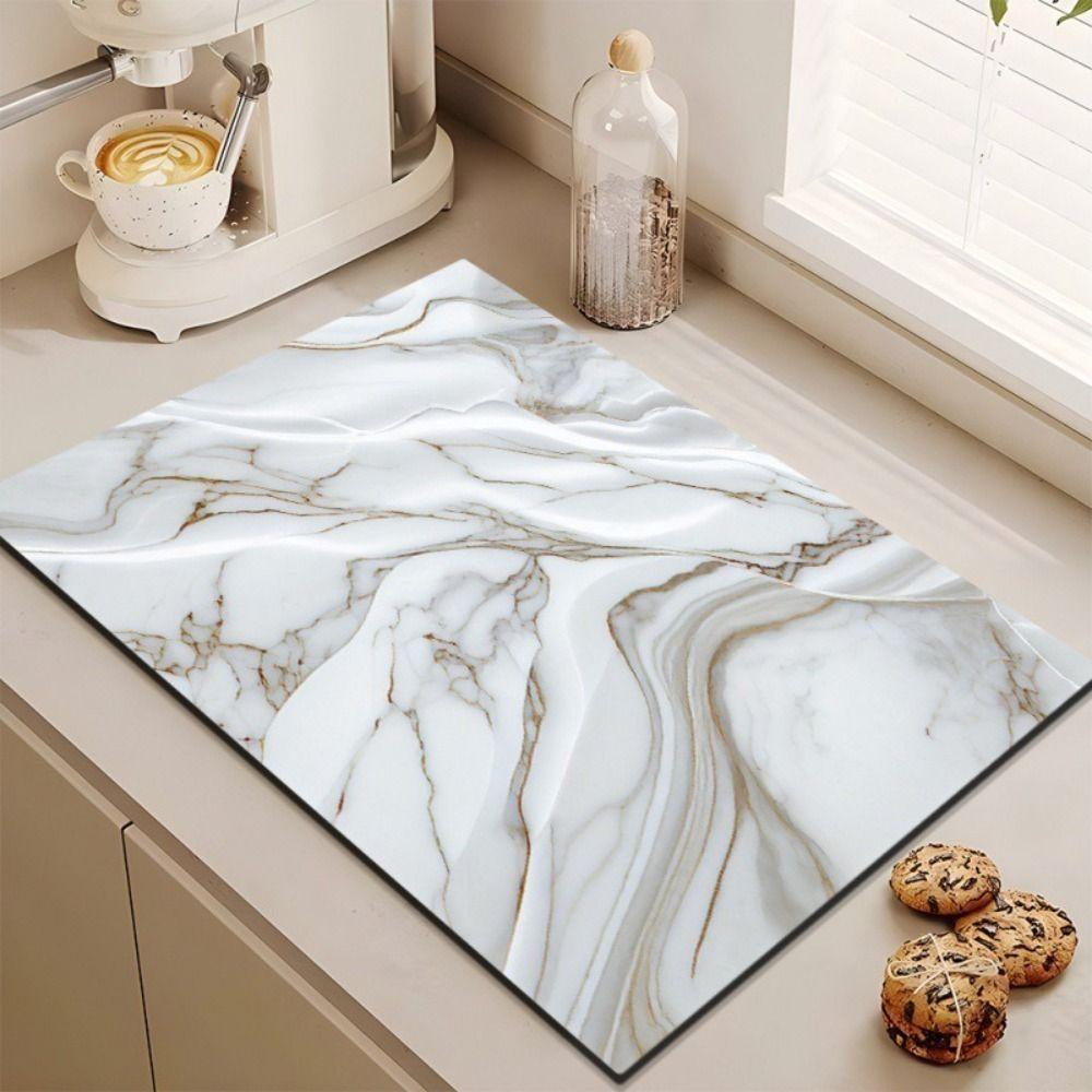 Quickly Dry Super Absorbent Marble pad Kitchen Coffee Bar Dish Drying Mat Multipurpose Drain Pad Hide Stain Placemat