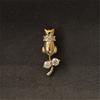 925 Sterling Silver Cute Cat Pendant Clear CZ Bowknot Silver Chain Necklace for Women 14K Gold Plated Fine Jewelry Gift