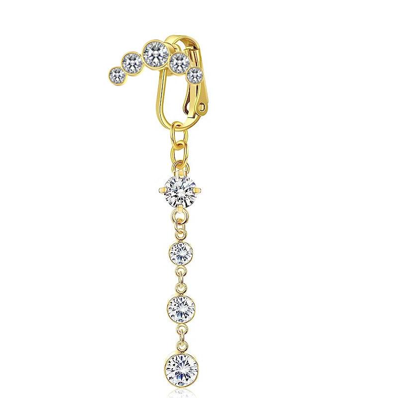 Europäischer und amerikanischer Schmetterlings-Zirkon-Doppel-Pfirsich-Herz-Nabelring, 5 Bohrer, freie Perforation, weicher Keramik-Kugel-Anhänger, Nabel-Nabel-Nabel 