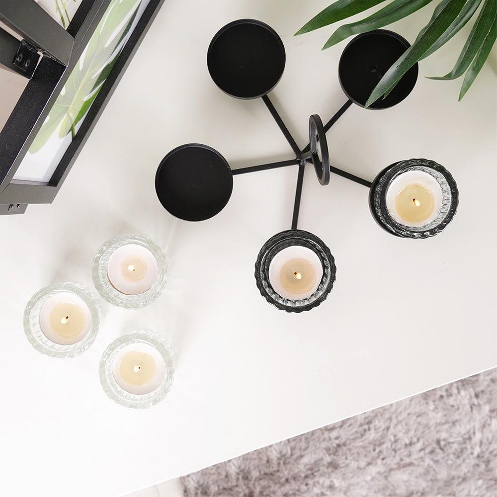 Black Metal Candle Holder Tealight Candle Stand Decorative Table
