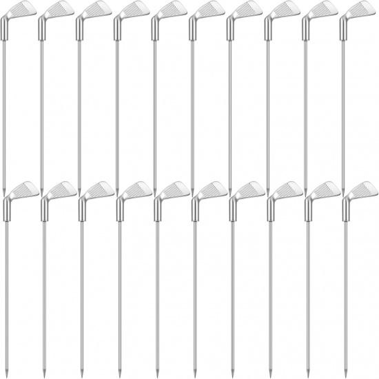 Pickmesh 10 Pcs Metal Golf Cocktail Picks 4.7 Inch Golf Metal Toothpicks for Appetizers Sandwich Fruit Skewers for Catered Events Buffet Party