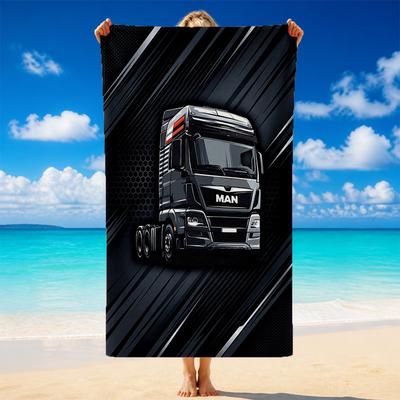 Mann LKW Druck Mikrofaser Strandtuch Sand?Leichtes, widerstandsfähiges Handtuch für Schwimmen, Outdoor und Reisen