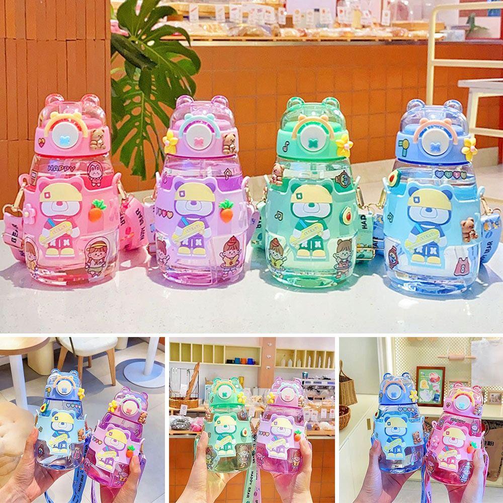 600ML With Strap Water Cup Leakproof Beverage Kettle Creative Kids Summer Water Bottle  School
