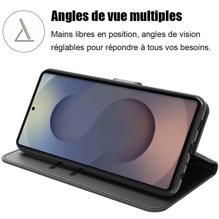 Coque de protection - BOOLING - Samsung Galaxy S25 Ultra - Cuir PU Noir - 2 Verres Trempés - Antichoc
