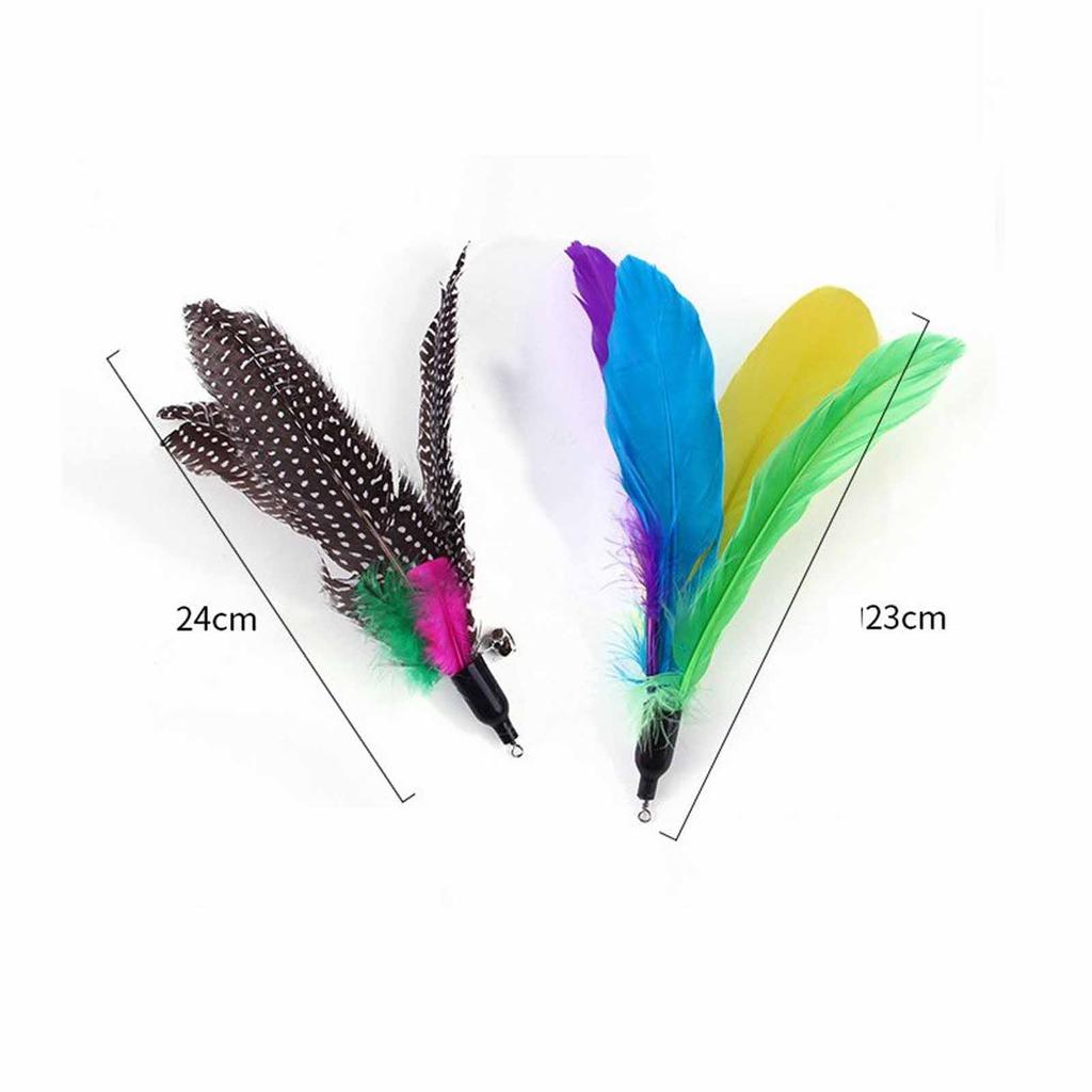 Teasing Stick with Plush Toy, Feather Replacement Head, Extendable Rod, Self-Entertainment Chewing Toy Set for Cats