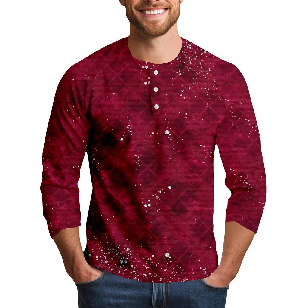 Men's Halloween Print Raglan Dralan Three-quarter Sleeve Casual Top