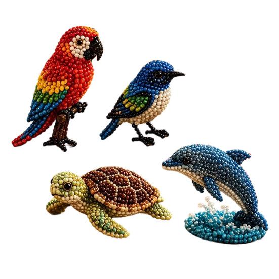 DIY 3D Dieren Kralenpakket, Handgemaakte Kralen Borduur Ambacht Maken Set voor Kinderen, Tieners, Volwassenen, Dierenthema Kralenwerk Pakket voor Beginners, Ambacht