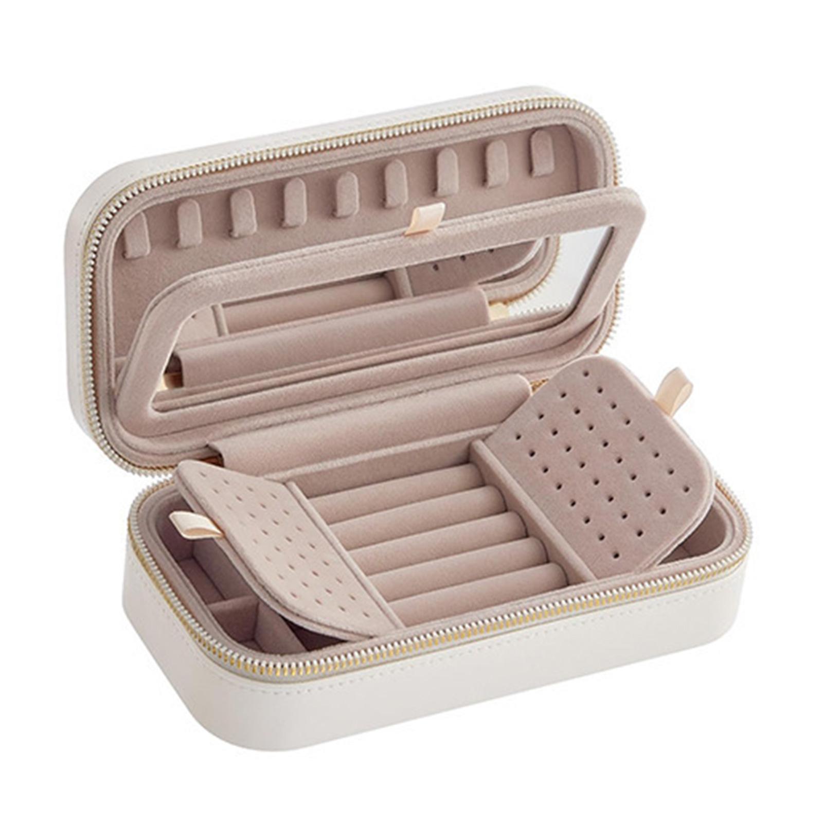 

Elegant PU Leather Jewelry Storage Case Sophisticated Soft Velvets Interior Box for Rings Necklaces Accessories Holder білий