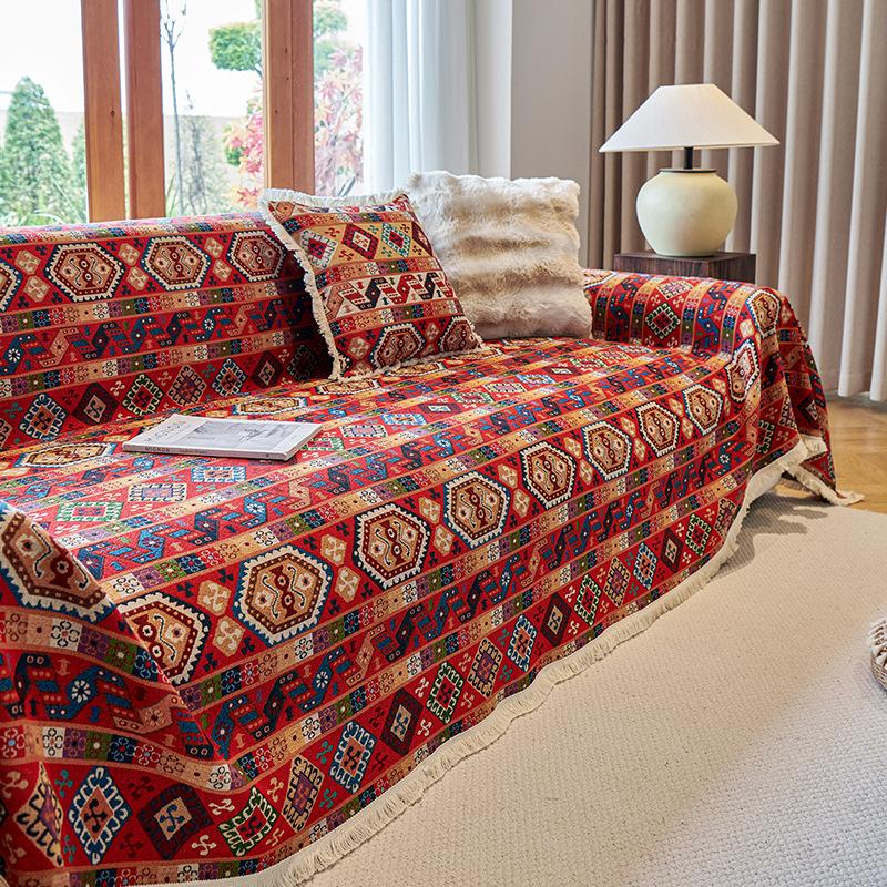 Vintage Style All Season Thickened Cat Scratch Resistant Sofa Cover Pad Set Blanket
