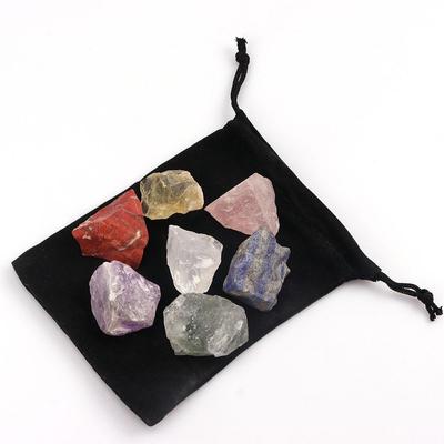 7-teiliges Natürliches Achat-Kristall-Set: Rohsteine mit großem Korn für Chakra-Yoga