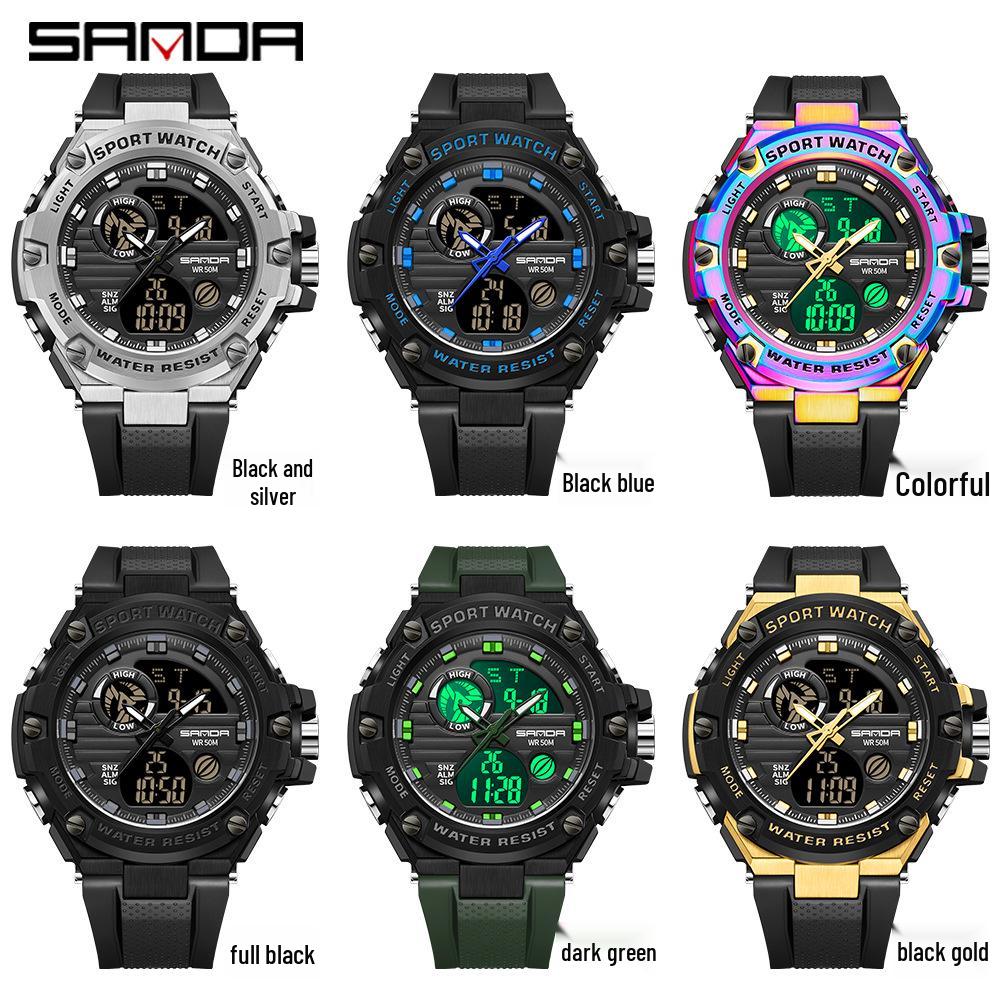 Sanda Men's Waterproof Multifunctional Tactical Luminous Sports Watch