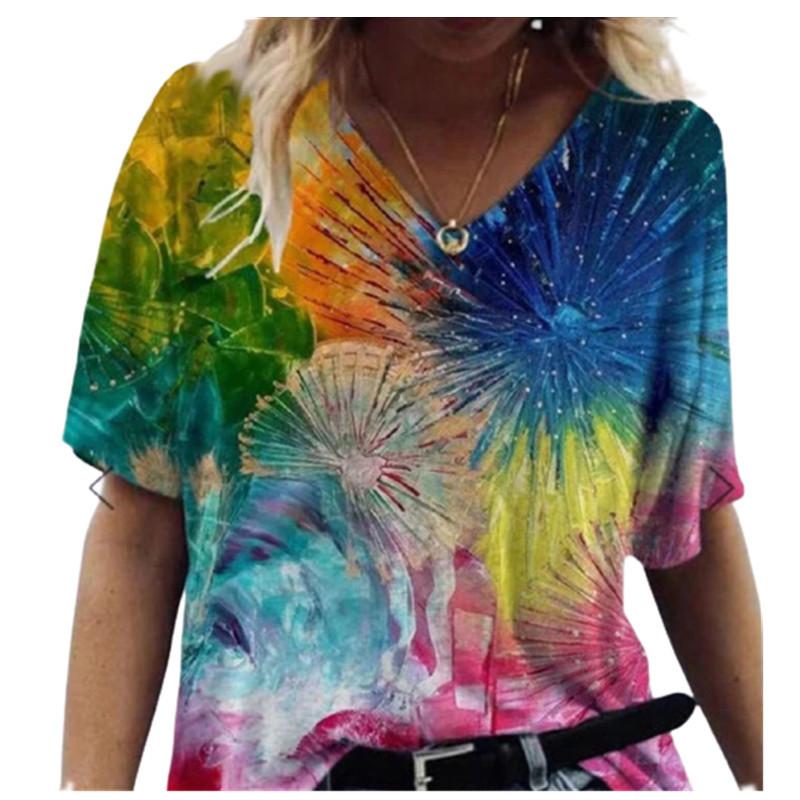 

Женская летняя футболка с коротким рукавом и цветочным принтом S