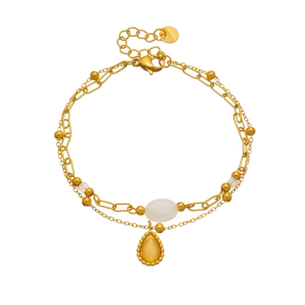 316L Stainless Steel Teardrop White Stone Charm Bracelet For Women Girl Fashion New Trendy Wrist Chain Jewelry Holiday Gifts