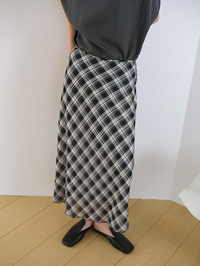 Hunch Sheer Check Chiffon Skirt (2Color)