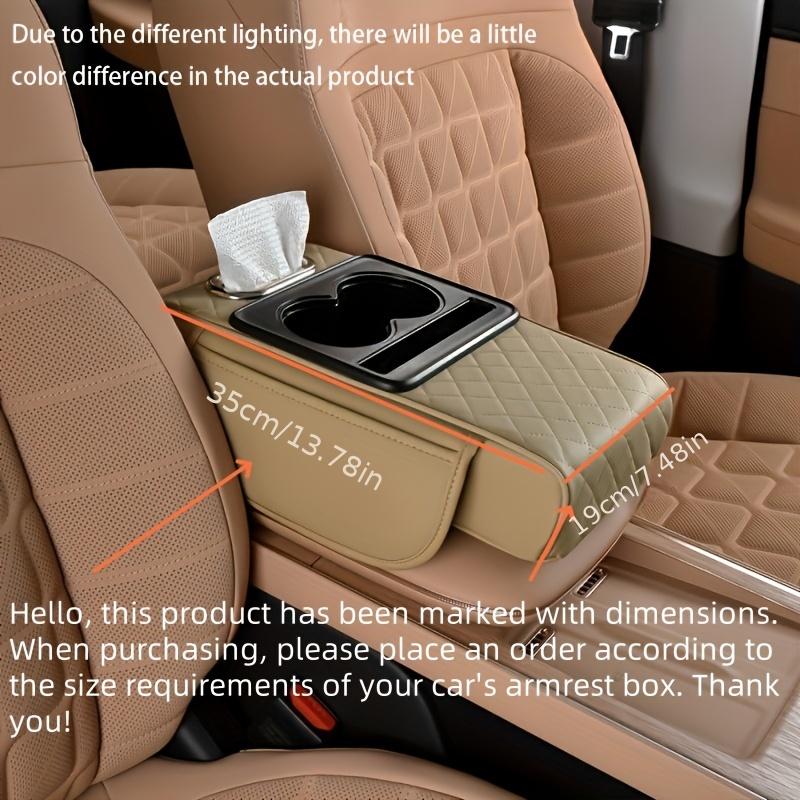 

1 шт. Многофункциональная подушка-подлокотник для автомобиля с подстаканником, накладка для хранения и увеличения высоты из искусственной кожи для центральной консоли, автомобильная коробка для салфеток